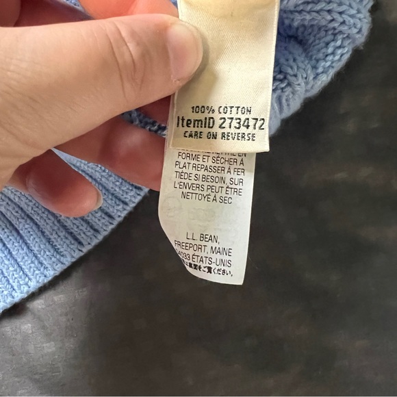 Llbean l.l. Bean blue cable knit sweater vneck size large - Picture 6 of 7